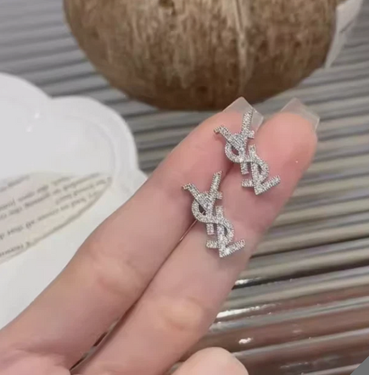 Inspired Letter Crystals Cubic Zirconia stud Earrings